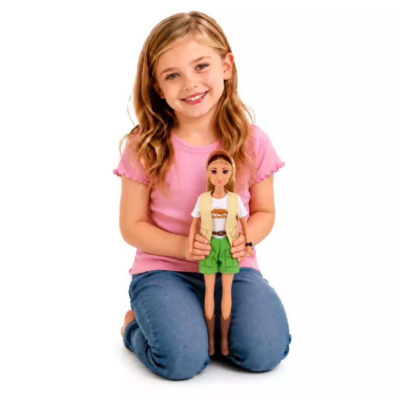LEAN TOYS Muñeca Anlily viajera con perro y set de accesorios de mochila