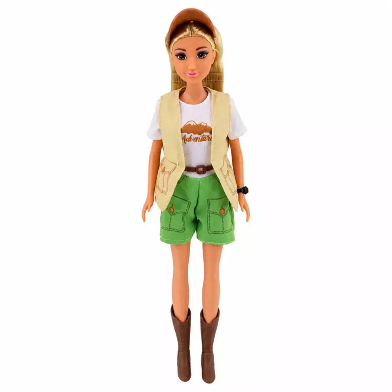 LEAN TOYS Muñeca Anlily viajera con perro y set de accesorios de mochila