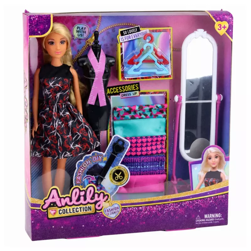 LEAN TOYS Muñeca Anlily diseñadora de moda vestidos espejo maniquí materiales accesorios