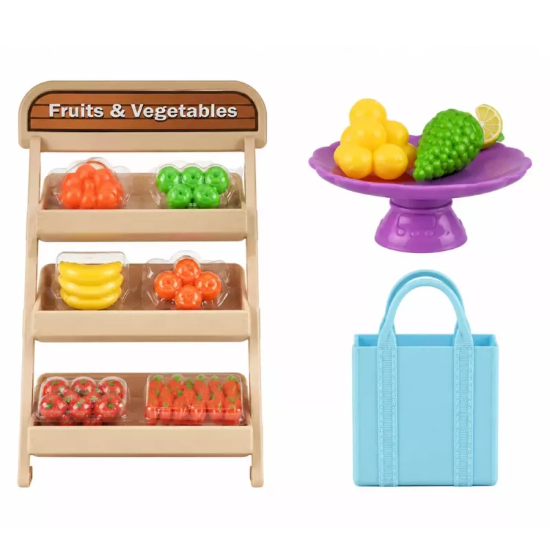 LEAN TOYS Muñeca Anlily vendedora de verduras y frutas tienda set de accesorios