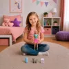 LEAN TOYS Muñeca Anlily con transportín de mascota gatito gris set de accesorios