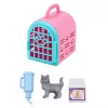 LEAN TOYS Muñeca Anlily con transportín de mascota gatito gris set de accesorios