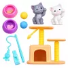 LEAN TOYS Muñeca Anlily con gatito rascador accesorios para gatos cuencos juguete set