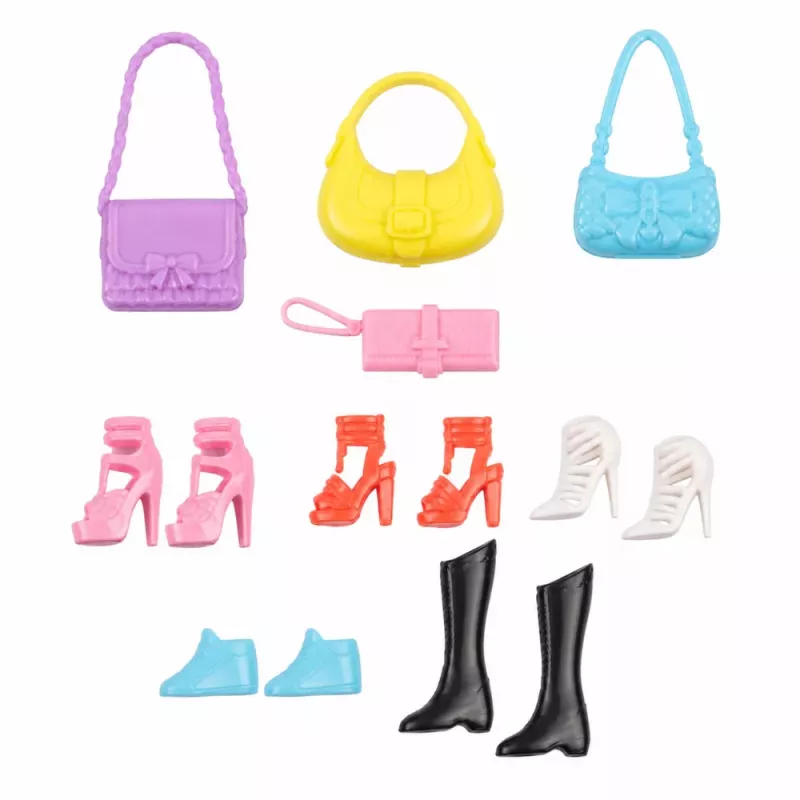LEAN TOYS Muñeca Anlily fashion con vestido rosa set con bolsos, zapatos y accesorios