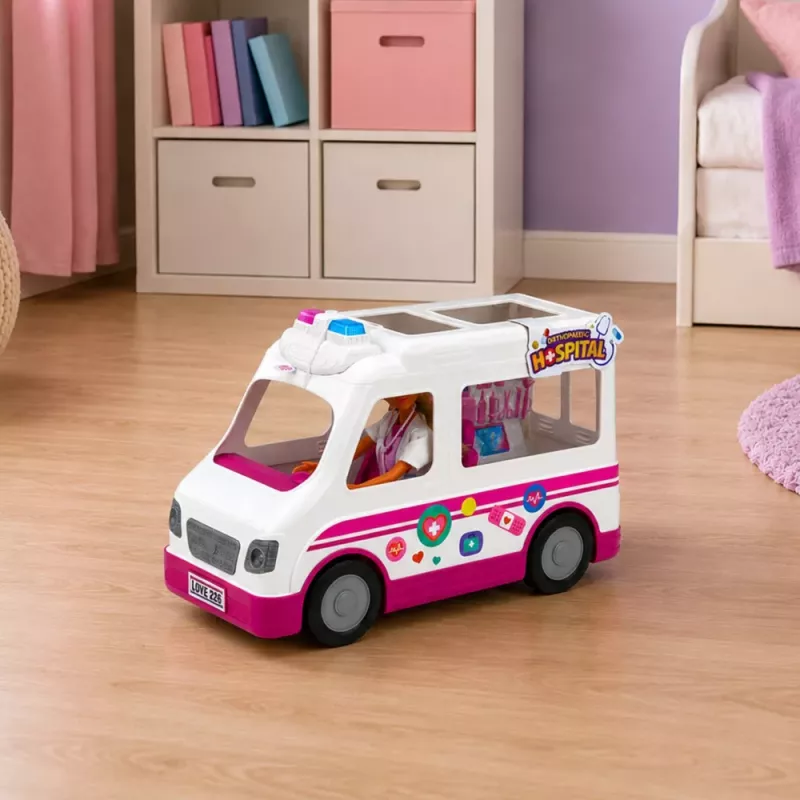 LEAN TOYS Muñeca Anlily doctora en ambulancia set de accesorios médicos