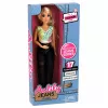 LEAN TOYS Muñeca Anlily fashion con vaqueros oscuros, top colorido, pelo rubio
