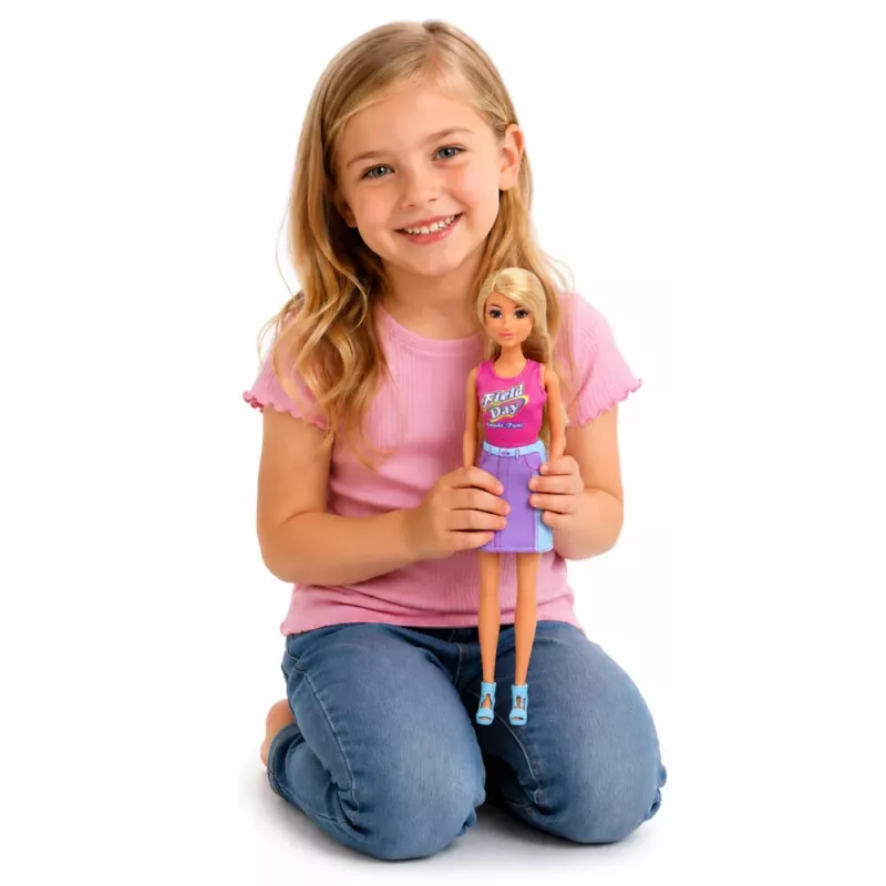 LEAN TOYS Muñeca Anlily con perro blanco con collar, cama y set de accesorios