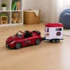 LEAN TOYS Descapotable burdeos con remolque para caballos, puertas que se abren, set 1:24 die-cast