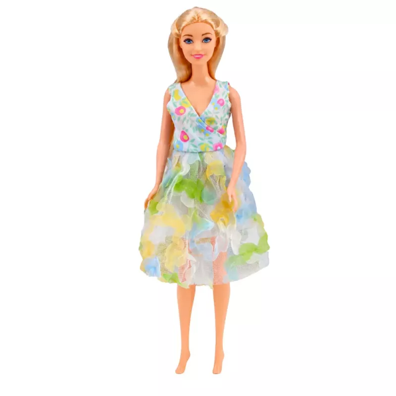 LEAN TOYS Muñeca Bella con vestido colorido con set de descapotable rosa