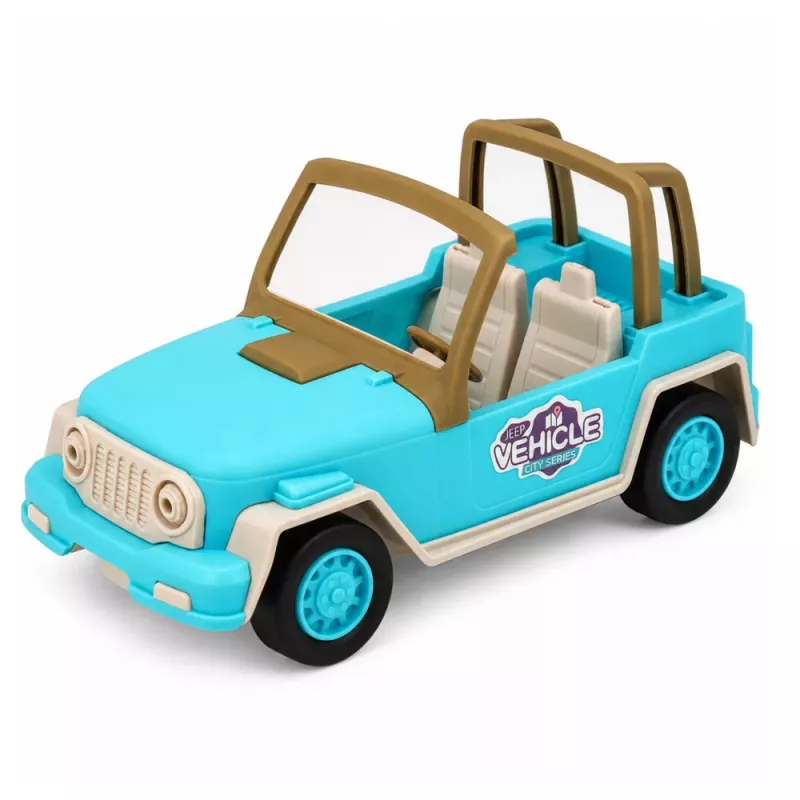 LEAN TOYS Todoterreno con caravana sonidos azul set turista