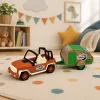 LEAN TOYS Todoterreno con caravana sonidos verde y marrón set turista
