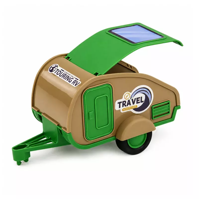 LEAN TOYS Todoterreno con caravana sonidos verde y marrón set turista
