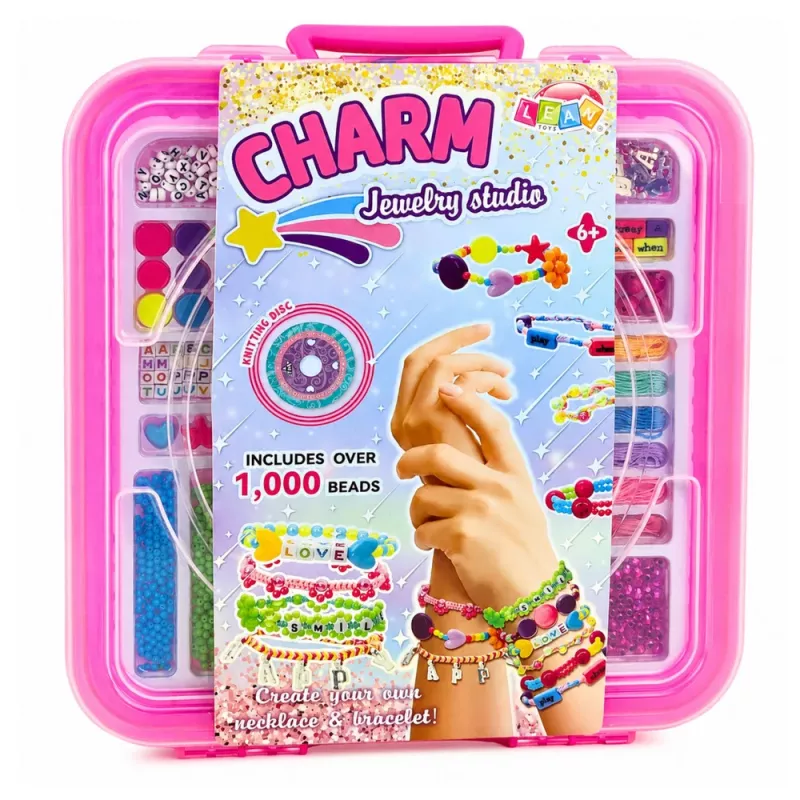 LEAN TOYS Set de creación de joyas en maletín - 1000 piezas cuentas, colgantes, letras