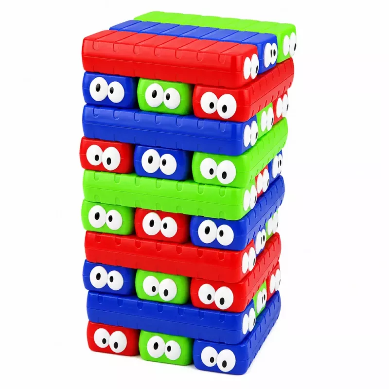 LEAN TOYS Juego de habilidad torre de bloques con dado de ojos multicolor 30 uds.