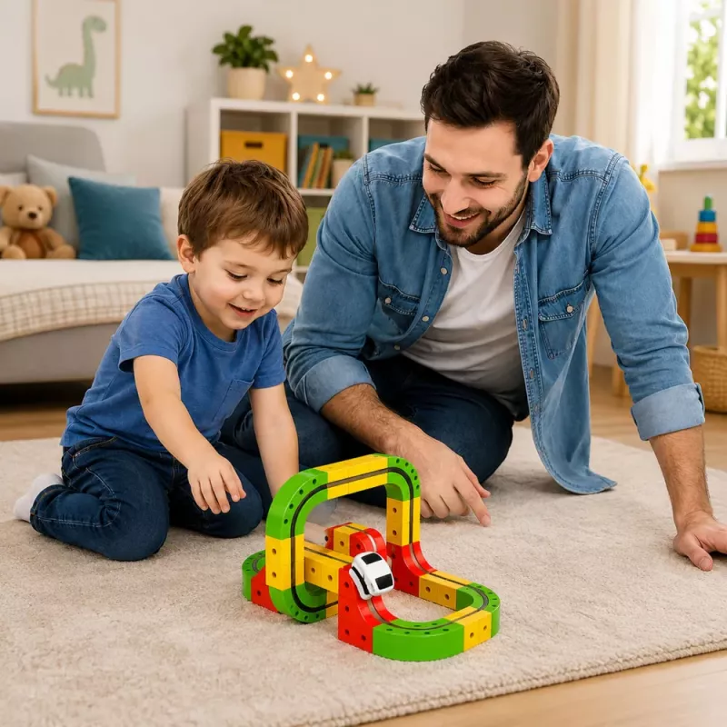 LEAN TOYS Tren magnético con tren eléctrico construcción creativa 3D 67 piezas