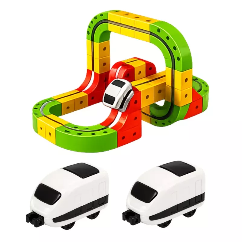 LEAN TOYS Tren magnético con tren eléctrico construcción creativa 3D 67 piezas