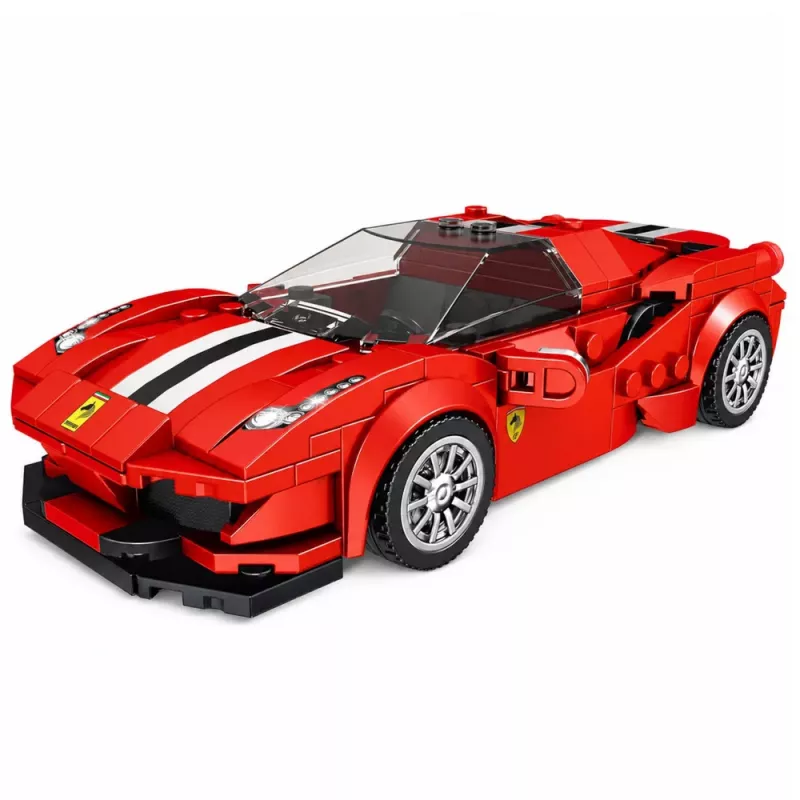 LEAN TOYS Bloques de construcción coche deportivo coche de carreras vitrina rojo 364 piezas