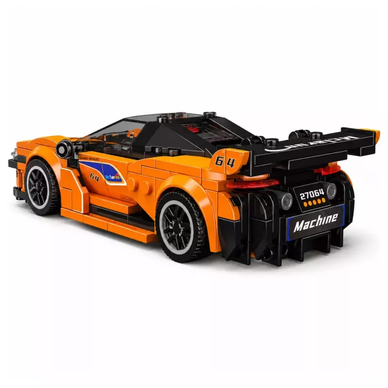 LEAN TOYS Bloques de construcción coche deportivo naranja vitrina 423 uds.