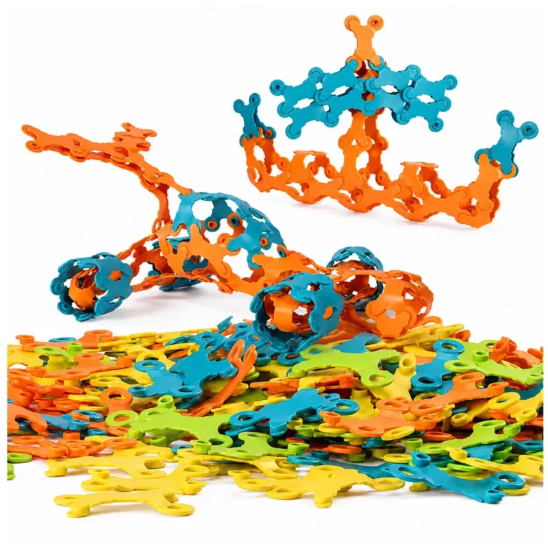 LEAN TOYS Bloques de construcción creativos interconectados flexibles de colores 138 uds.
