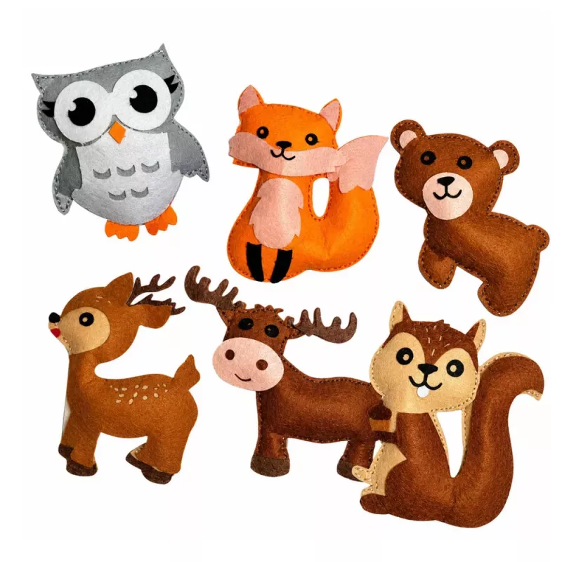 LEAN TOYS Set creativo de peluches para coser de fieltro animales del bosque DIY 6 uds.