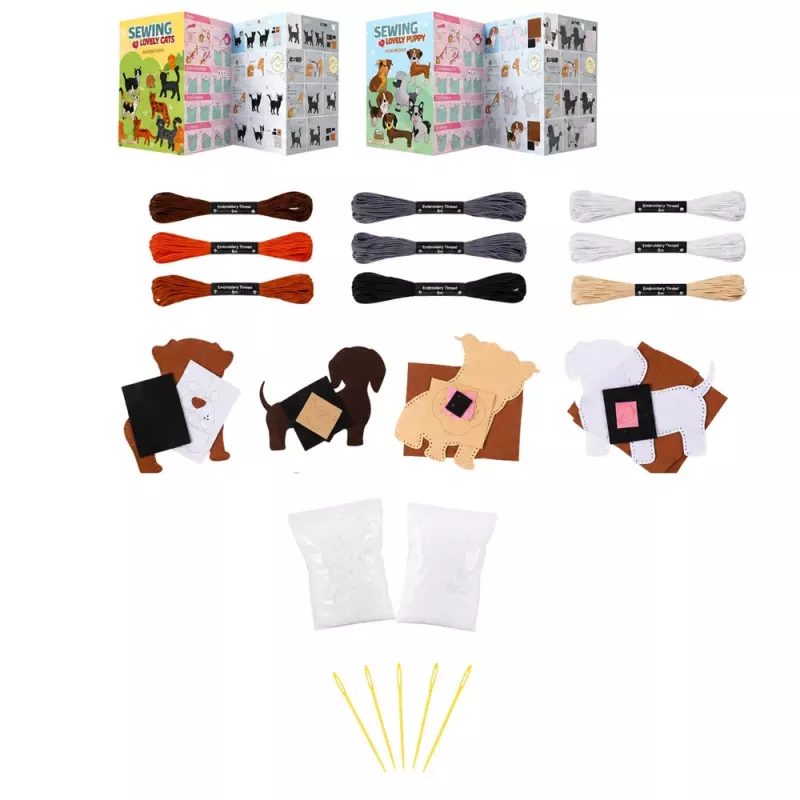 LEAN TOYS Set creativo de peluches para coser de fieltro perros de peluche DIY 6 uds.