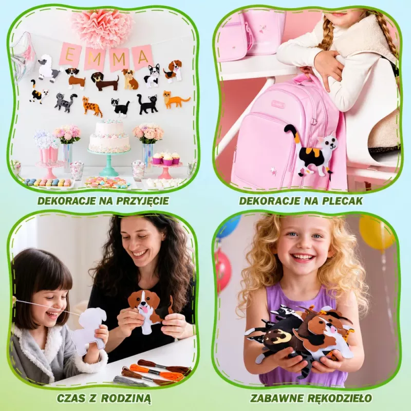 LEAN TOYS Set creativo para coser peluches de fieltro gatos de peluche DIY 6 uds.