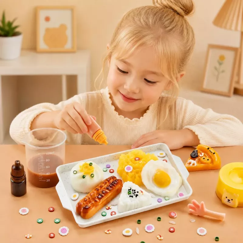 LEAN TOYS Set de manualidades creativo: desayuno decorativo squishy DIY