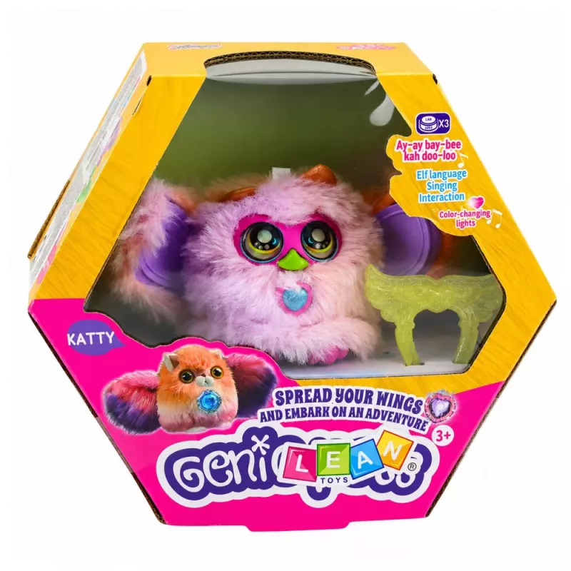LEAN TOYS Genie Pets criatura interactiva con luces y sonidos colgante morado
