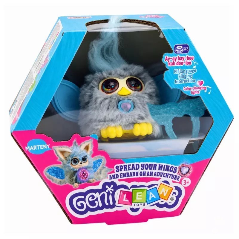 LEAN TOYS Genie Pets criatura interactiva con luces y sonidos colgante gris