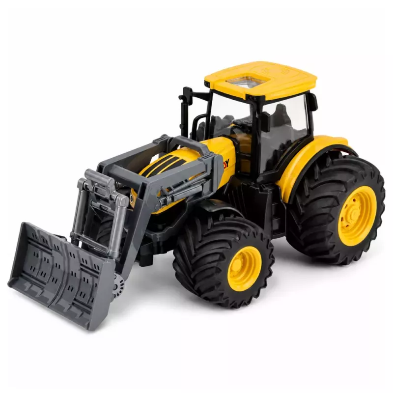 LEAN TOYS Tractor agrícola de granja con bulldozer luces y sonidos amarillo 1:24