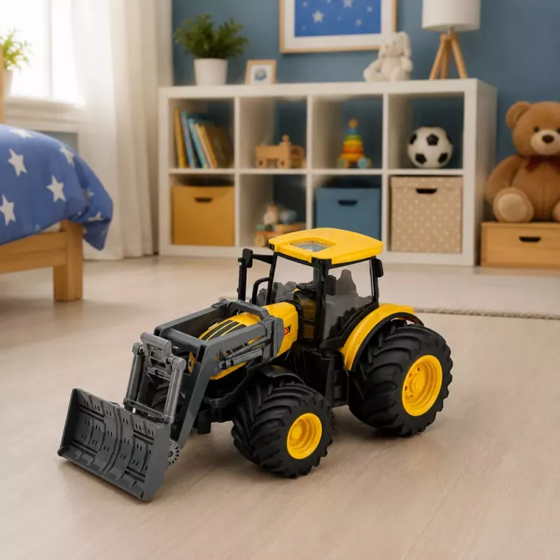LEAN TOYS Tractor agrícola de granja con bulldozer luces y sonidos amarillo 1:24