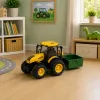 LEAN TOYS Tractor agrícola de granja con abonadora luces y sonido amarillo 1:24