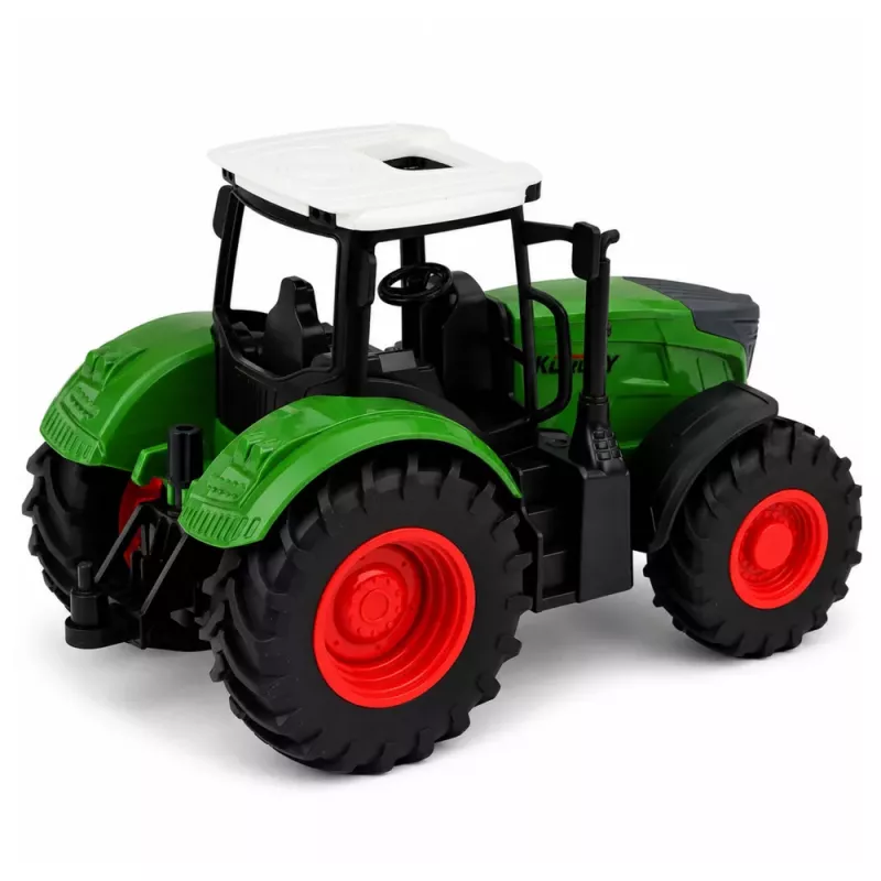 LEAN TOYS Tractor agrícola con remolque 1:24 blanco verde ruedas de goma