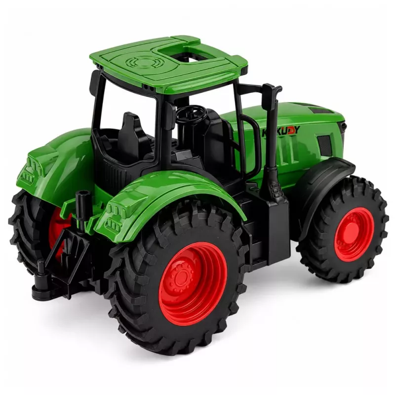 LEAN TOYS Tractor agrícola de granja ruedas de goma verde 1:24