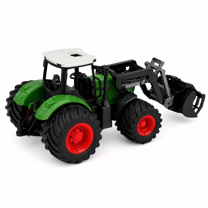 LEAN TOYS Tractor agrícola de granja con pala frontal ruedas de goma verde 1:24