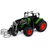 LEAN TOYS Tractor agrícola de granja con pinza para balas ruedas de goma verde 1:24