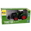 LEAN TOYS Tractor agrícola de granja con pinza para balas ruedas de goma verde 1:24