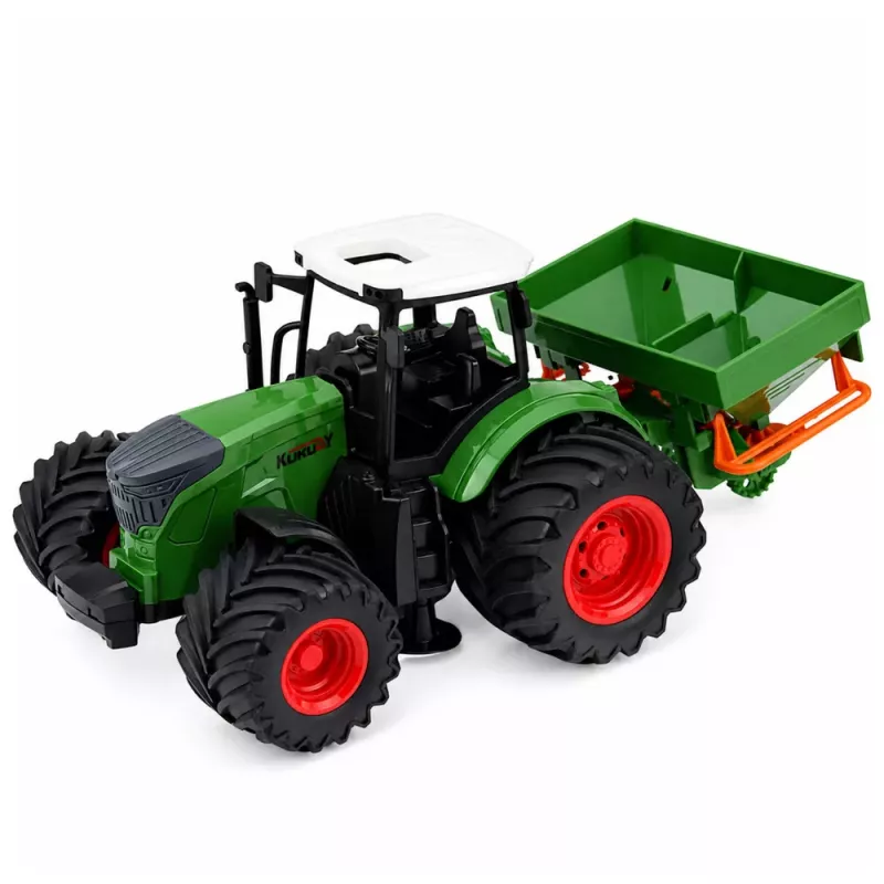 LEAN TOYS Tractor agrícola de granja con sembradora ruedas de goma vehículo de juguete escala 1:24
