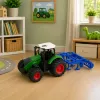 LEAN TOYS Tractor agrícola de granja con cultivador unidad de labranza verde 1:24
