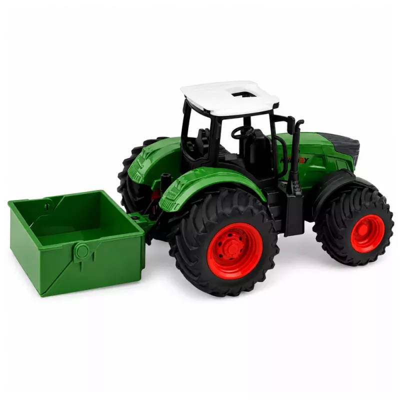 LEAN TOYS Tractor agrícola de granja con abonadora ruedas de goma verde 1:24