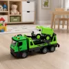 LEAN TOYS Camión grúa camión de basura set de vehículos luces y sonidos verde