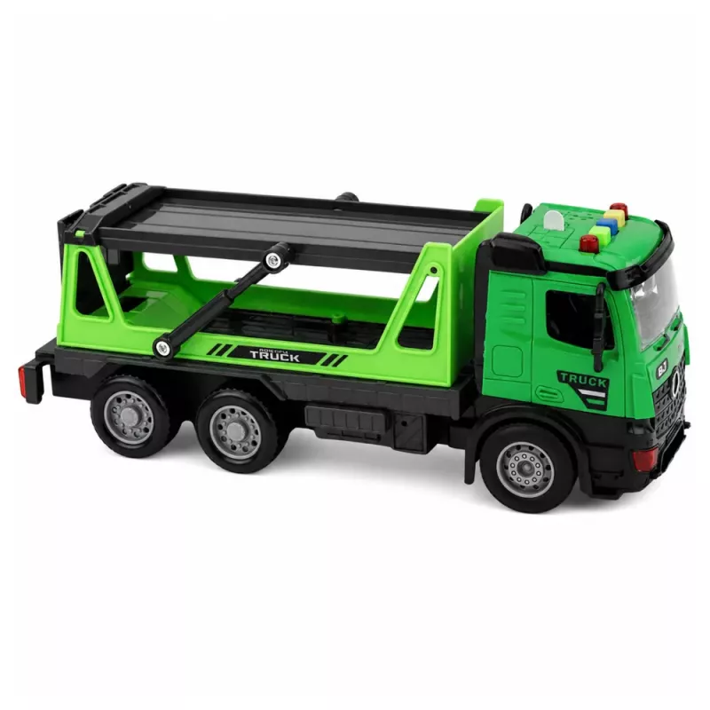 LEAN TOYS Camión grúa camión de basura set de vehículos luces y sonidos verde