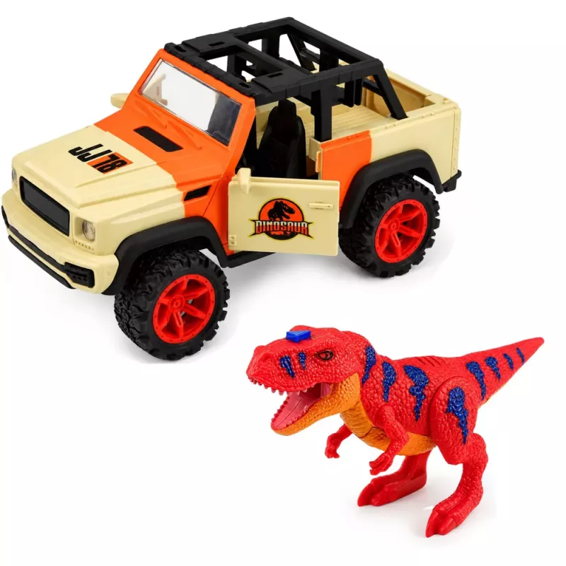 LEAN TOYS Todoterreno con dinosaurio T-Rex, luces, sonidos, puertas que se abren