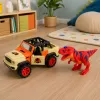 LEAN TOYS Todoterreno con dinosaurio T-Rex, luces, sonidos, puertas que se abren