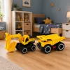 LEAN TOYS Set de vehículos de obra excavadora volquete con luces y sonidos amarillo