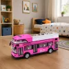 LEAN TOYS Autobús urbano de dos pisos con puertas, luces y sonidos, rosa