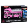 LEAN TOYS Autobús urbano de dos pisos con puertas, luces y sonidos, rosa