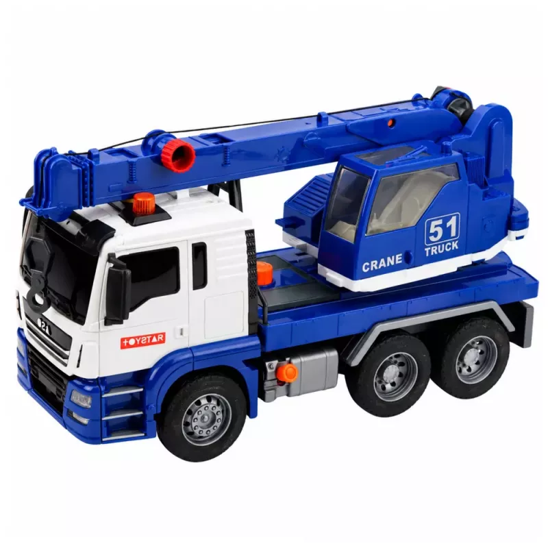 LEAN TOYS Camión grúa de construcción con luces y sonidos ajustables - azul