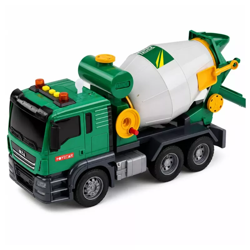 LEAN TOYS Camión hormigonera con tambor giratorio, luces y sonidos, verde