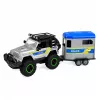 LEAN TOYS Todoterreno de policía con remolque para caballos, efectos de luz y sonido
